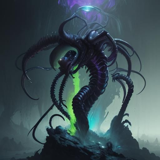 Shego as Xenomorph with Bladed Tail and Flames