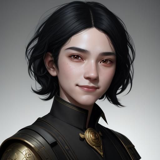 Elegant Portrait of Non-Binary Person, Detailed Digital Art