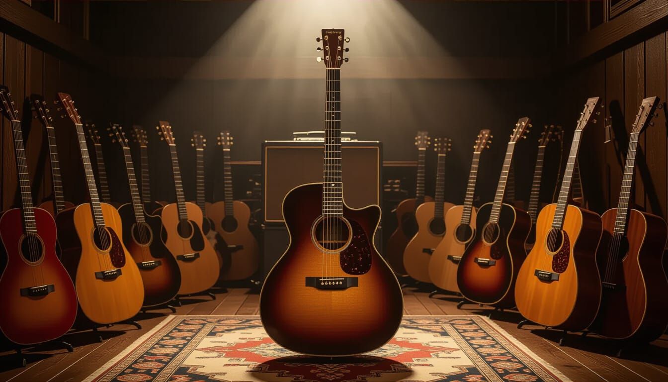 Acoustic Martin Guitar as Rembrandt Oil Painting