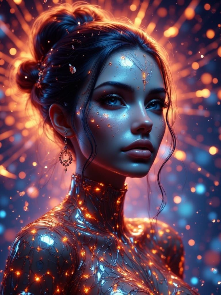 Beautiful Woman in Intricate Fantasy Attire