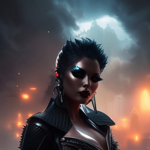 Goth Woman Portrait in Post-Apocalyptic Setting