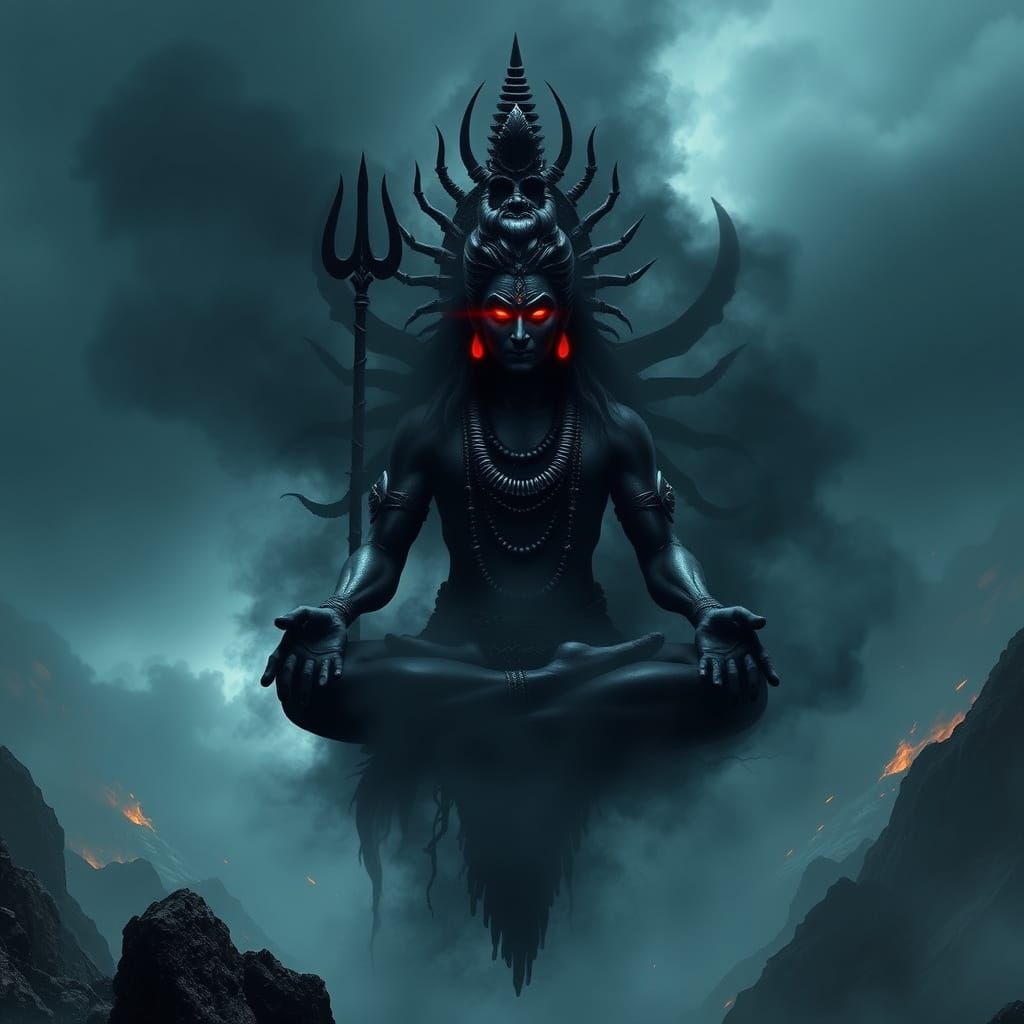 Mystical Lord Shiva Suspended Between Heaven and Hell