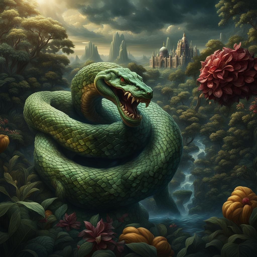 Serpent's Defeat: Crushed After Deceiving Eve