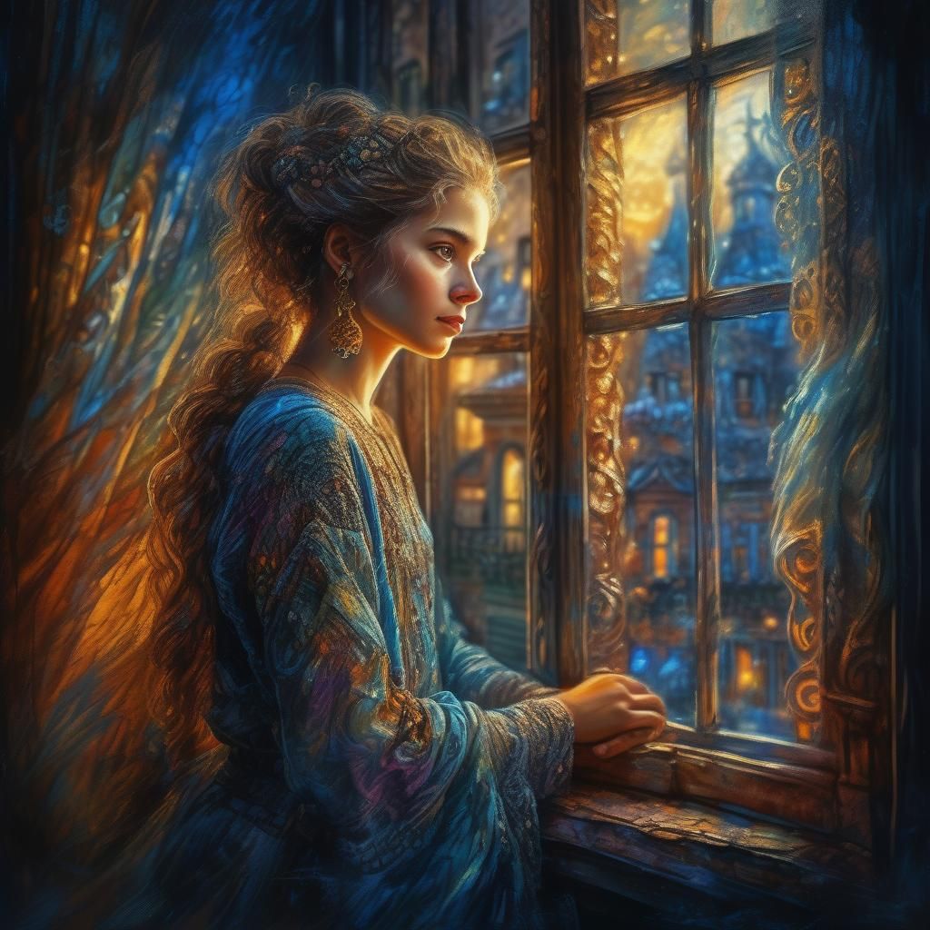 Girl in Evening Light, Fantasy Art Style