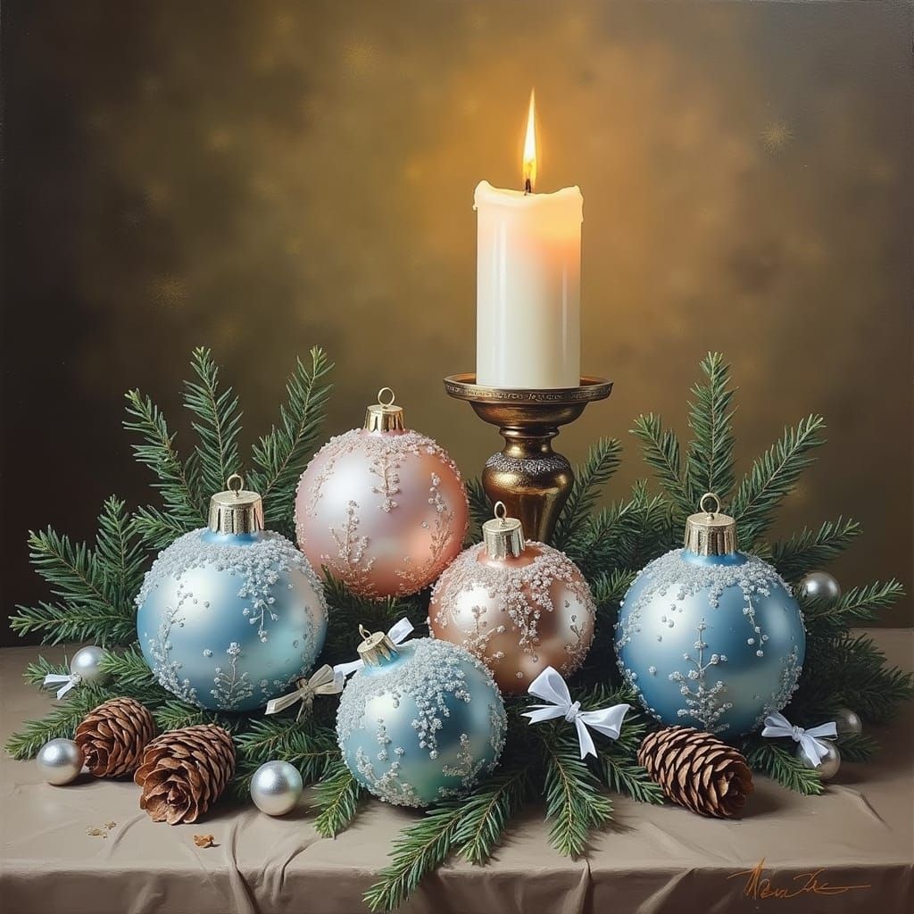 Festive Christmas Scene in Impressionist Style