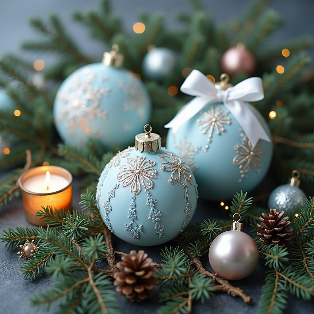 Winter Wonderland Scene with Golden Glow