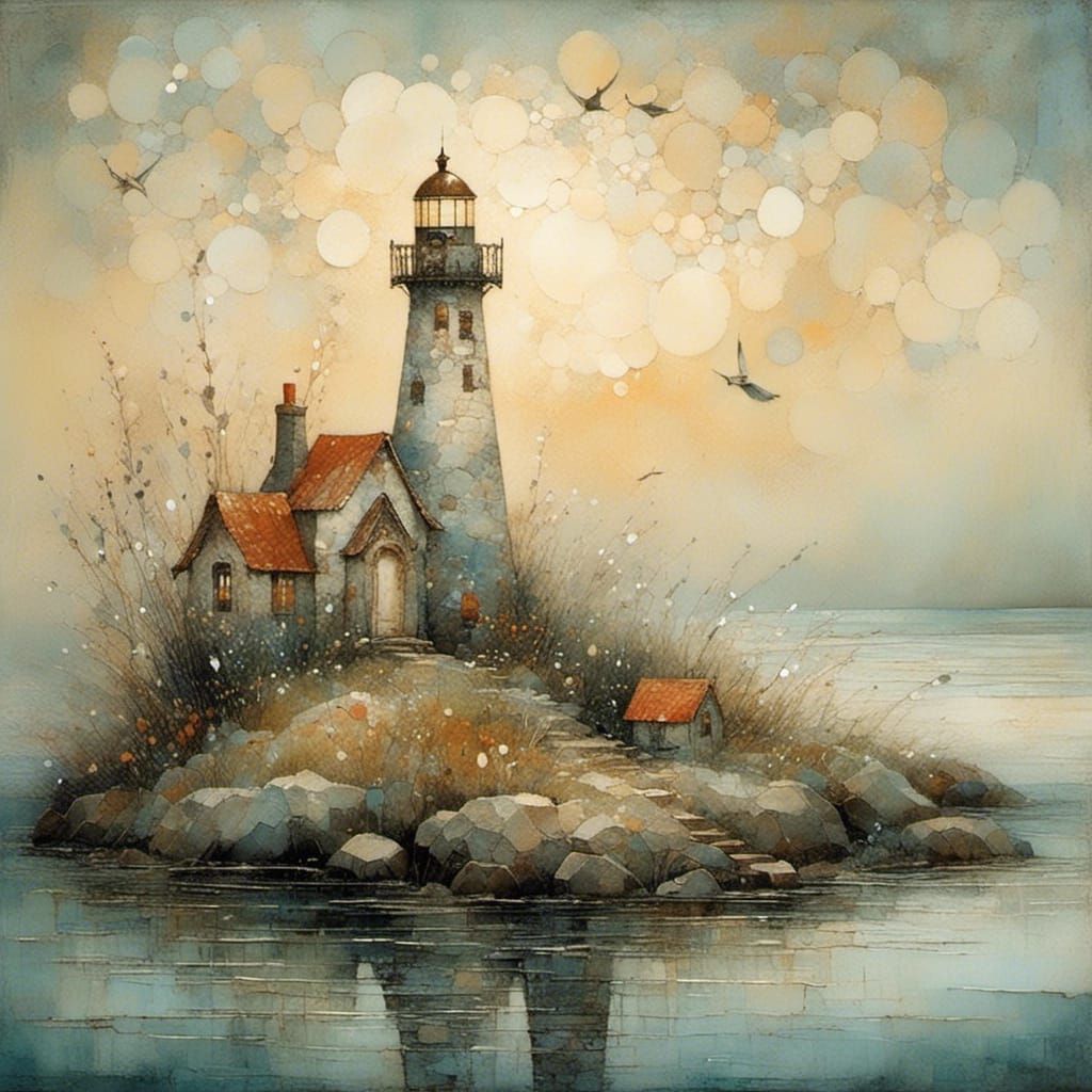 Fairytale Lighthouse Island with Cute Cottages