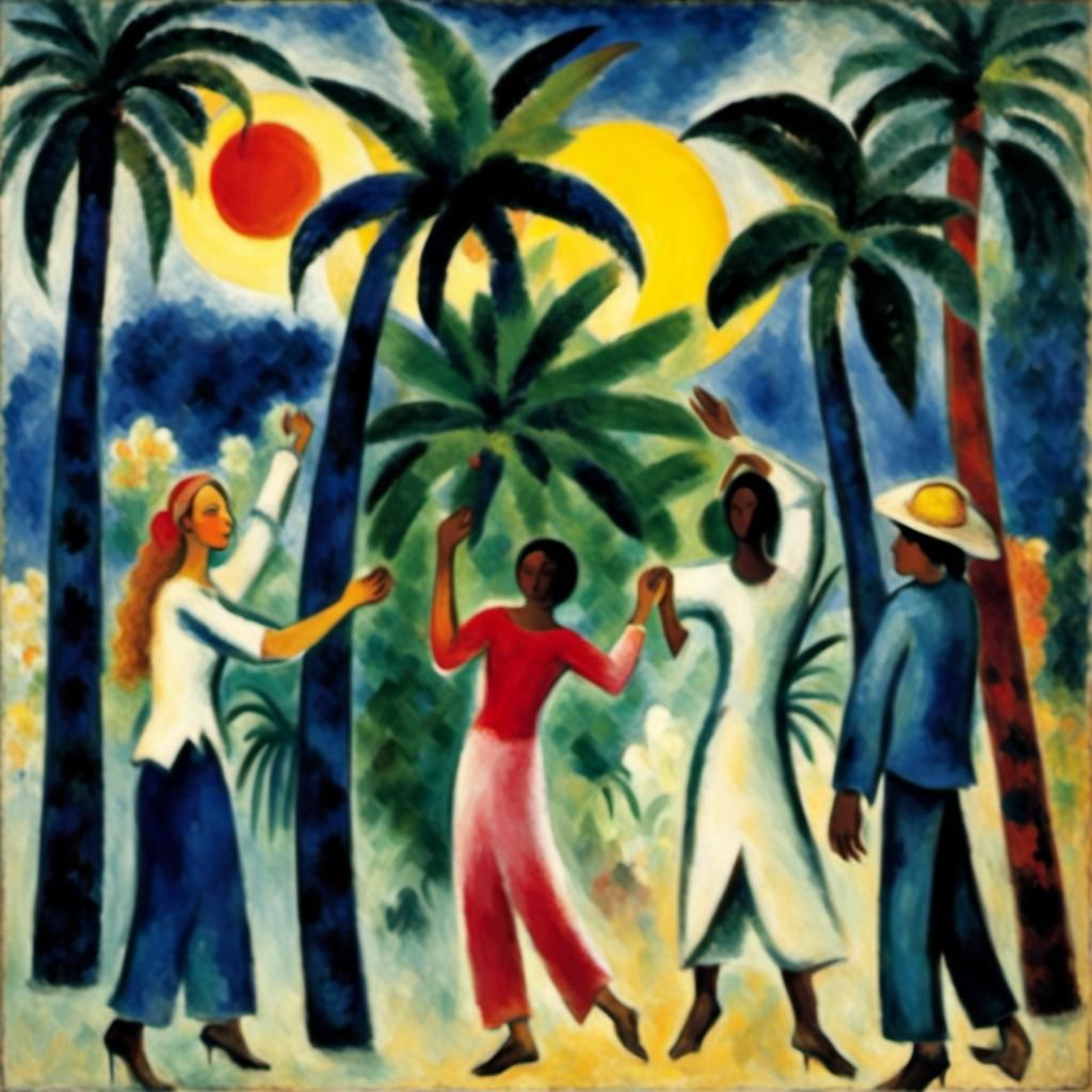 Palm Trees Inspired by Gauguin and Chagall