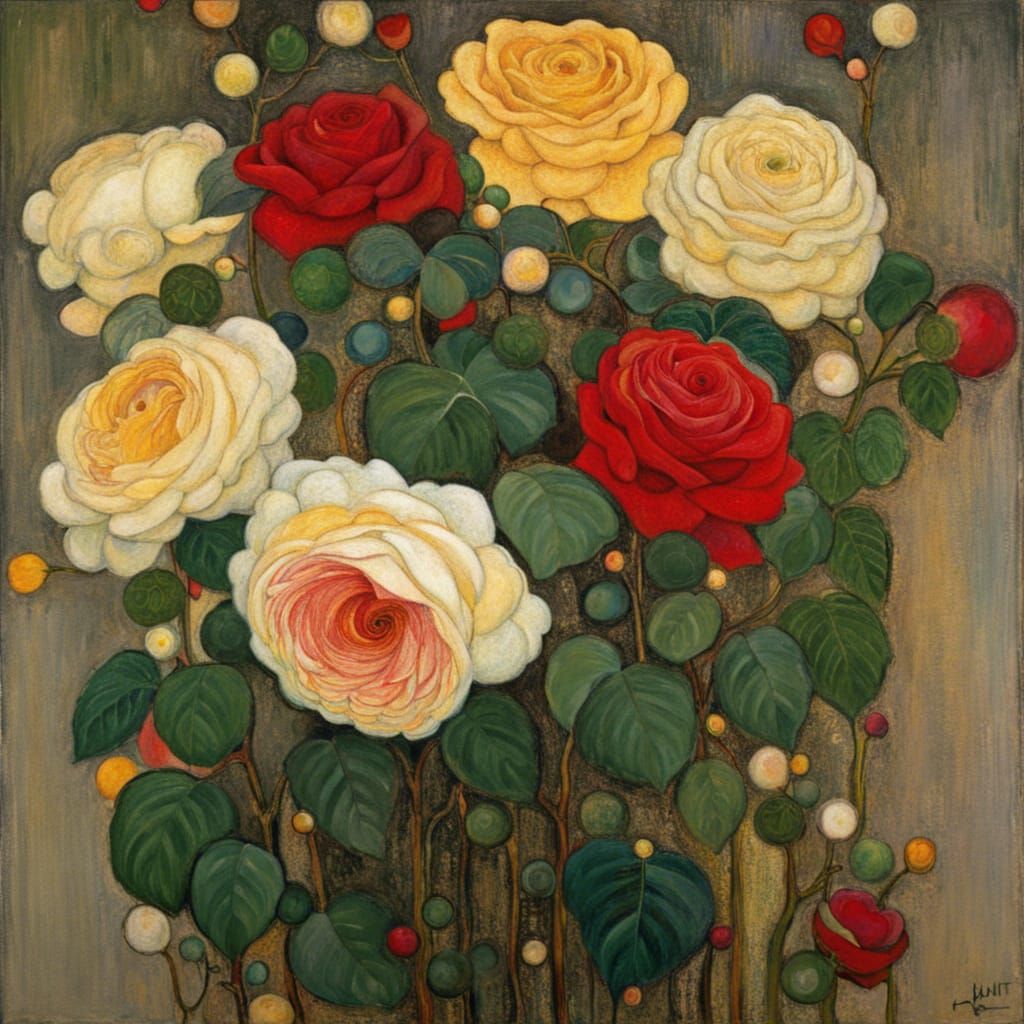 Luminous Roses in Art Nouveau Style