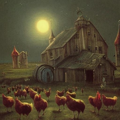 Gothic Steampunk Farmhouse in Surreal Dreamscape