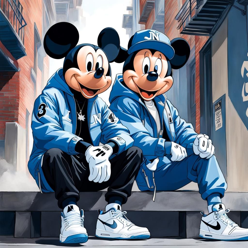 Mickey Mouse in Nike Tech and Jordans