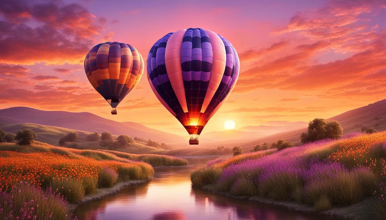 Hot Air Balloon at Sunset: A Photorealistic Journey