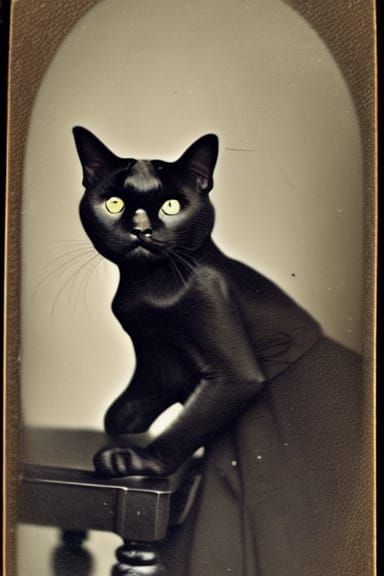 Victorian Cat Portrait in Daguerreotype Style