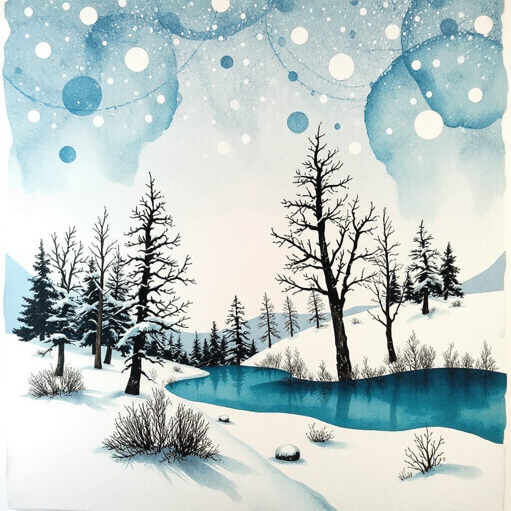 (3 likes) - Mixed media collage. Full shot.Beautiful winter ...