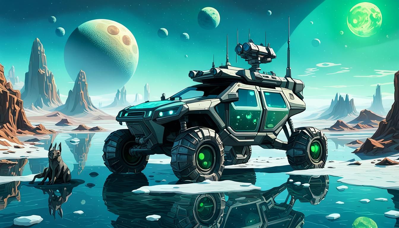 Alien Planet Rover in Dark Fantasy Splash Art
