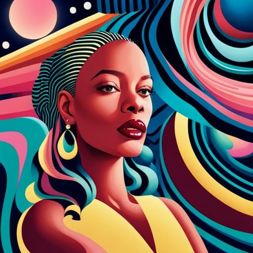 Abstract Woman in 90s Memphis Geometric Design