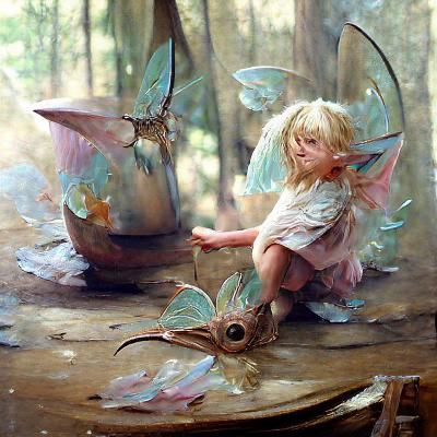 Whimsical Fairy Child in Oil Painting