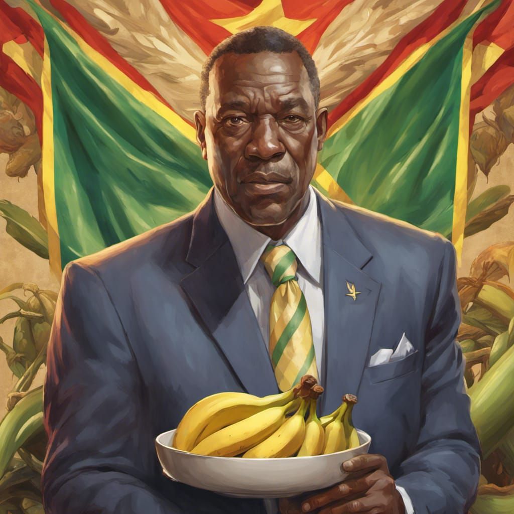 President Canaan Banana Portrait, Hyperdetailed Art