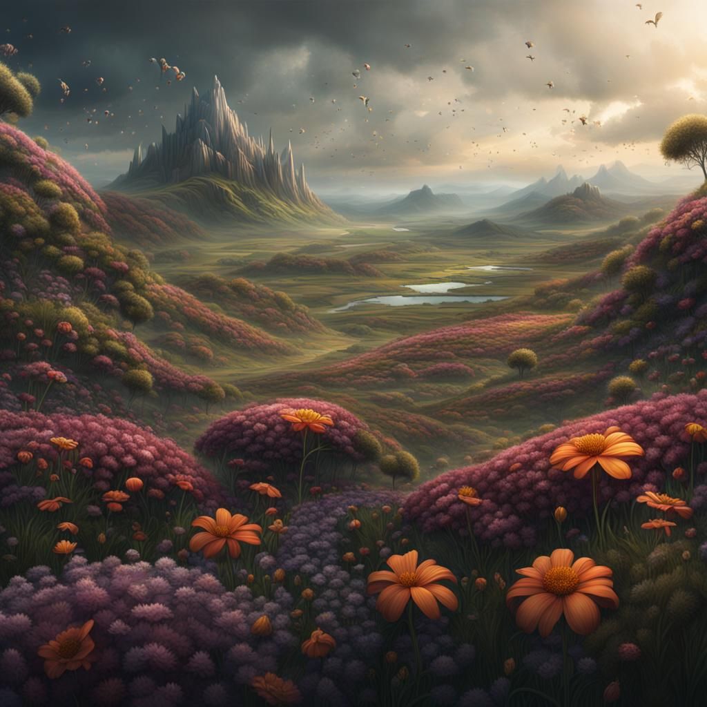 Floral Hills Landscape with Ant Colonies