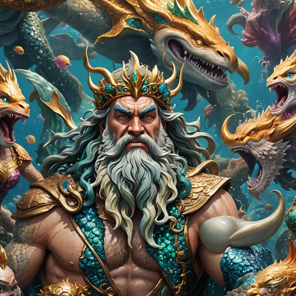 King Triton and Daughters: Hyperrealistic Concept Art