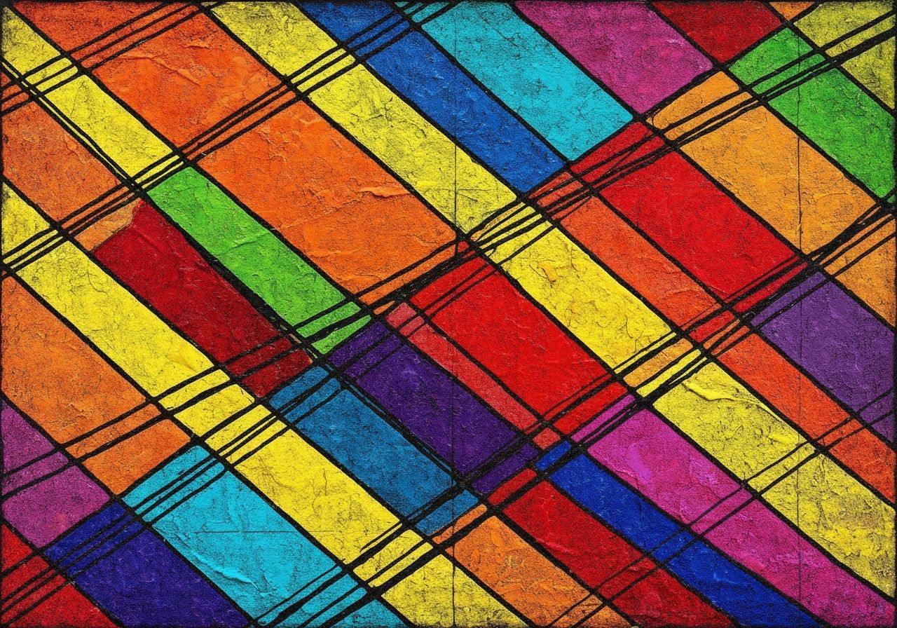 Abstract Expressionist Painting with Colorful Rectangular Bl...