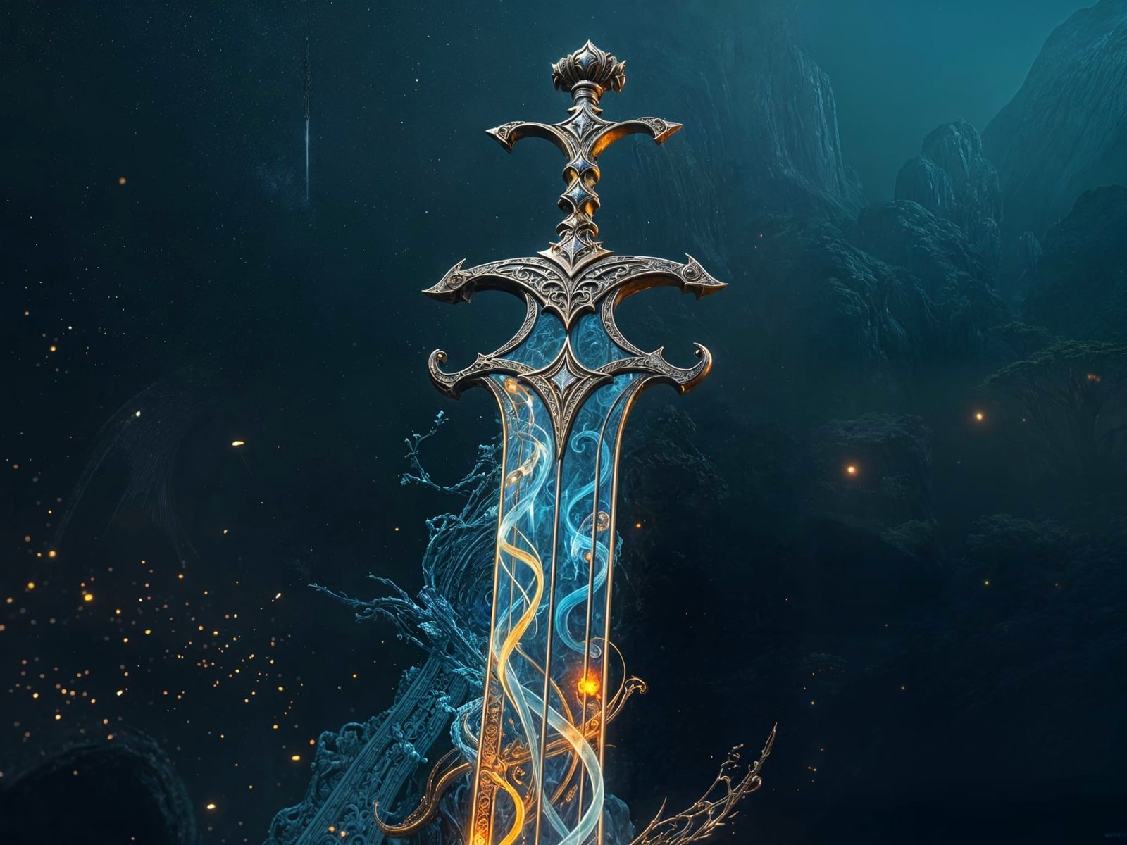 Earth Element Sword in Art Nouveau Style