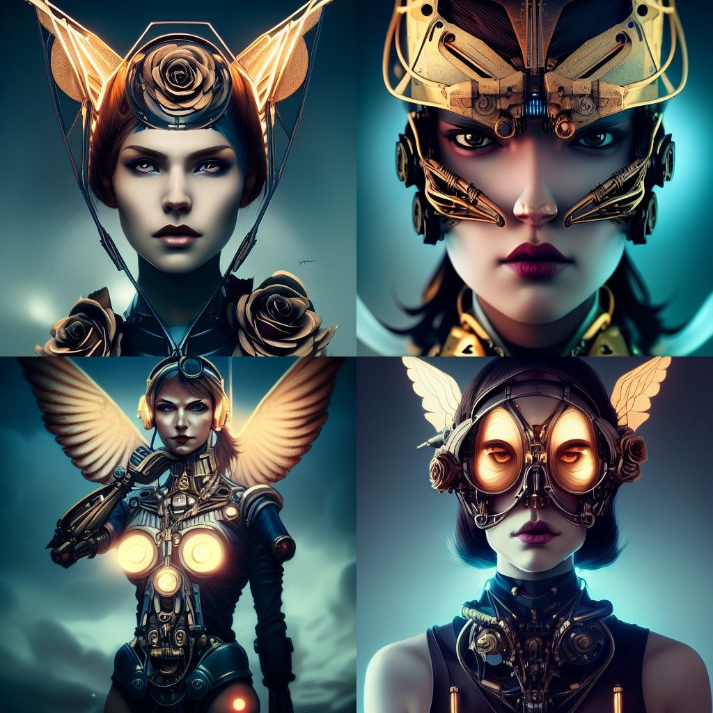 Valkyrie Portrait in Dieselpunk Biomechanical Style