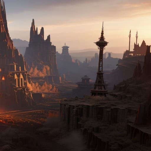 Hellish Las Vegas Ruins: A Dark Fantasy Concept