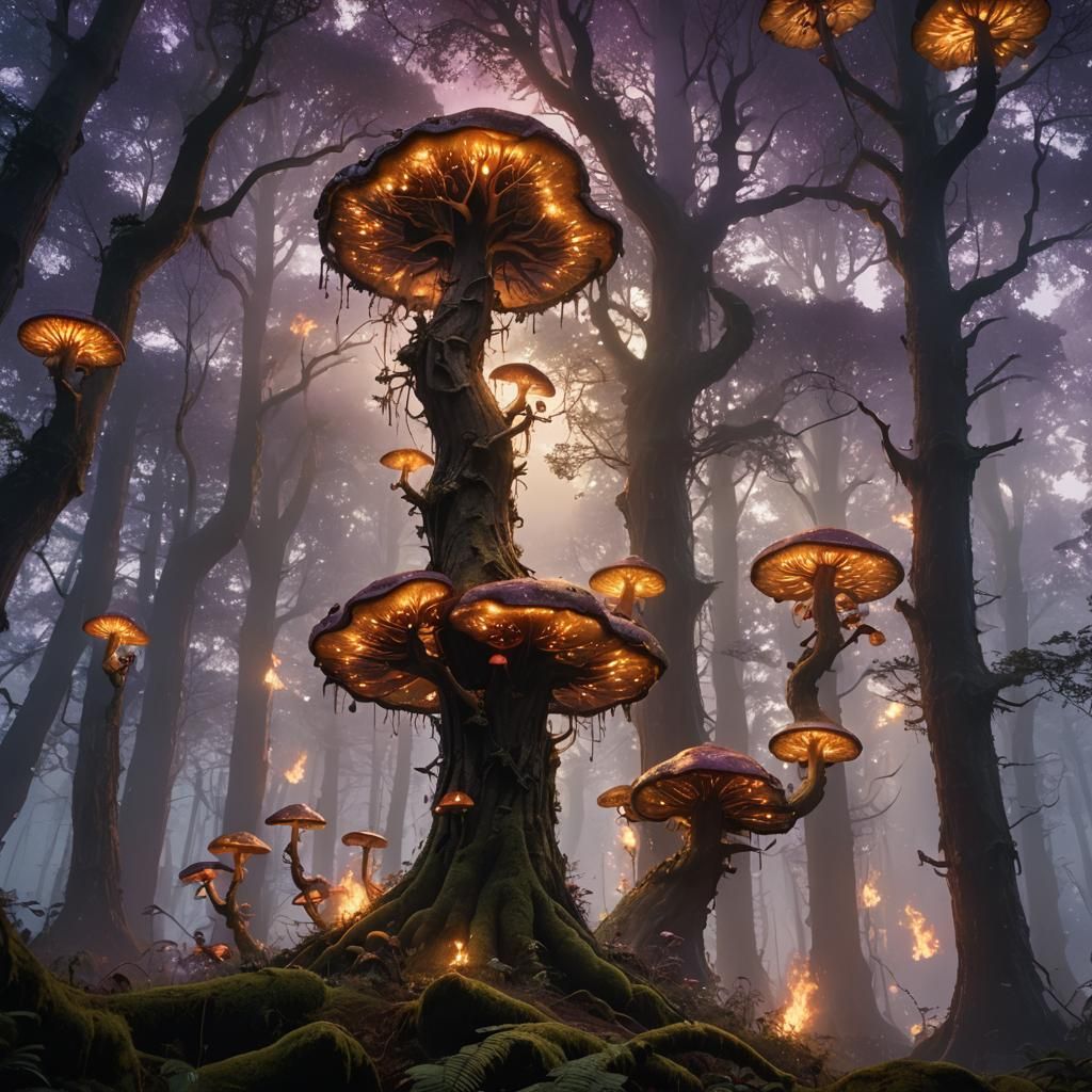 Fire Elemental Dances in Fantasy Forest