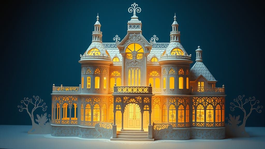 Baroque Paper Villa in Whimsical Dreamlike Style