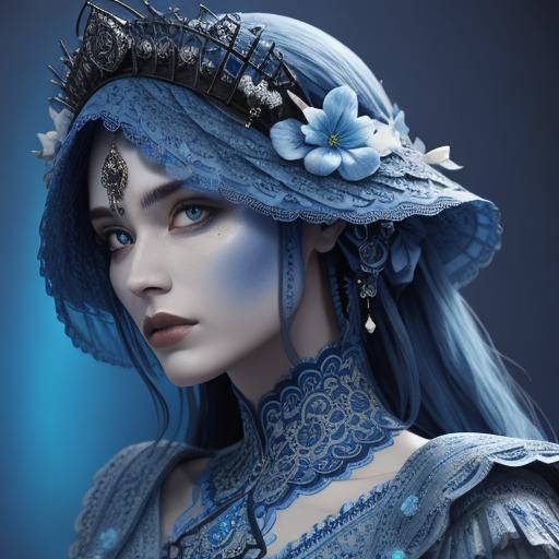 Intricate Blue Figures in High Resolution