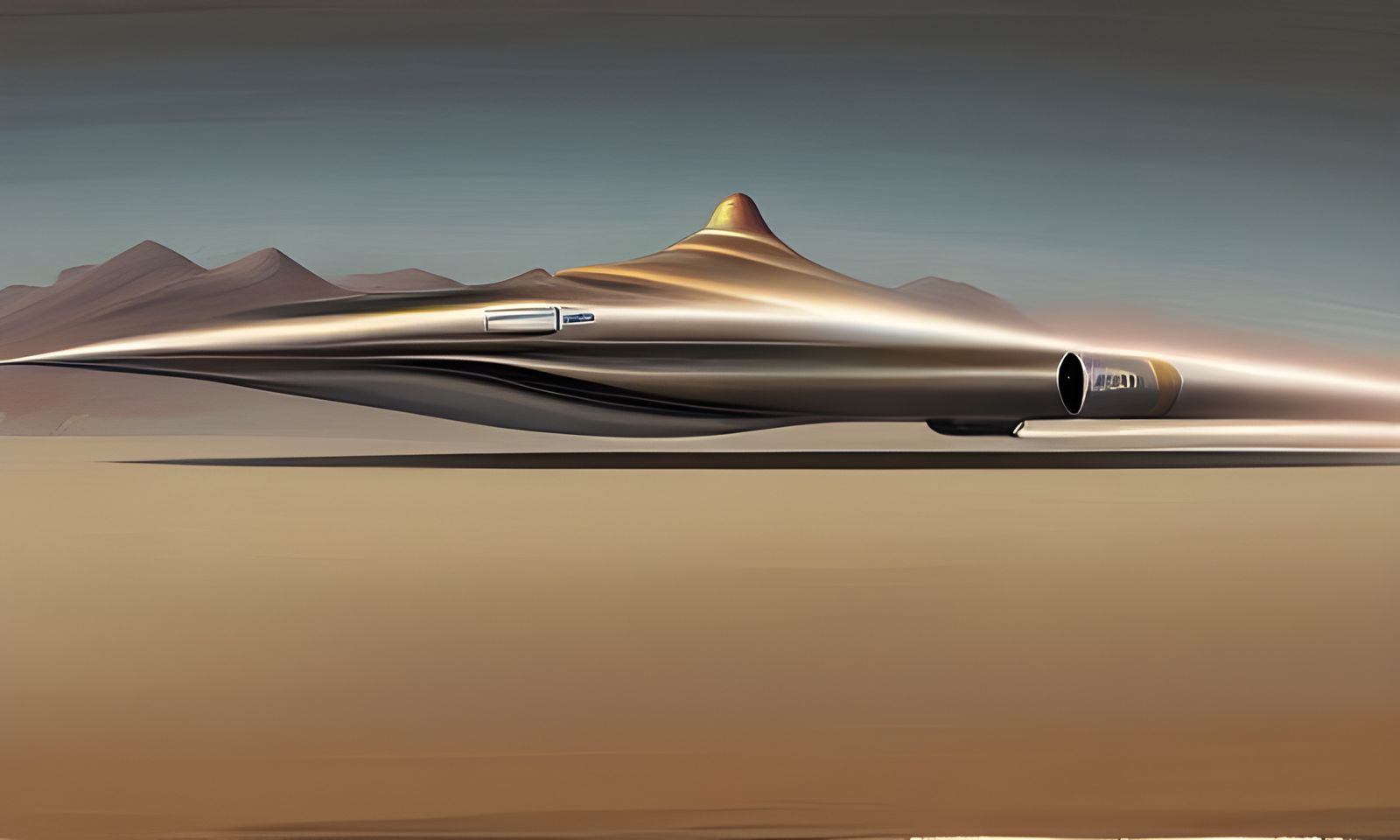 Supersonic Land Speed Record Vehicle in Surreal Style