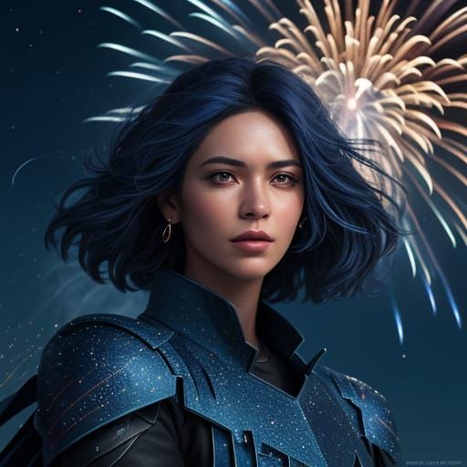 Woman's Name Spelled in Fireworks: Vibrant Night Sky Art