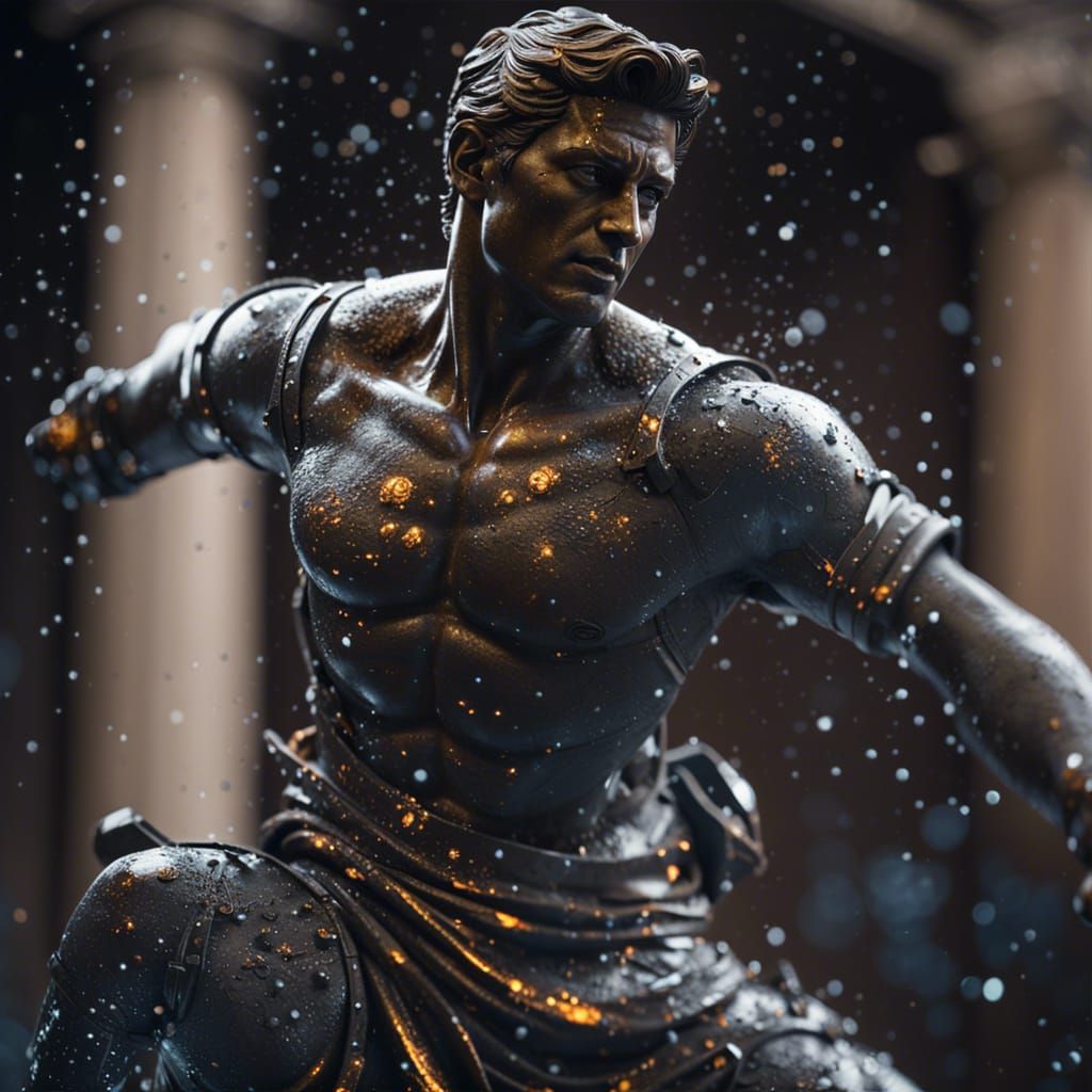 Sci-Fi David Statue Diorama in Photorealistic Style