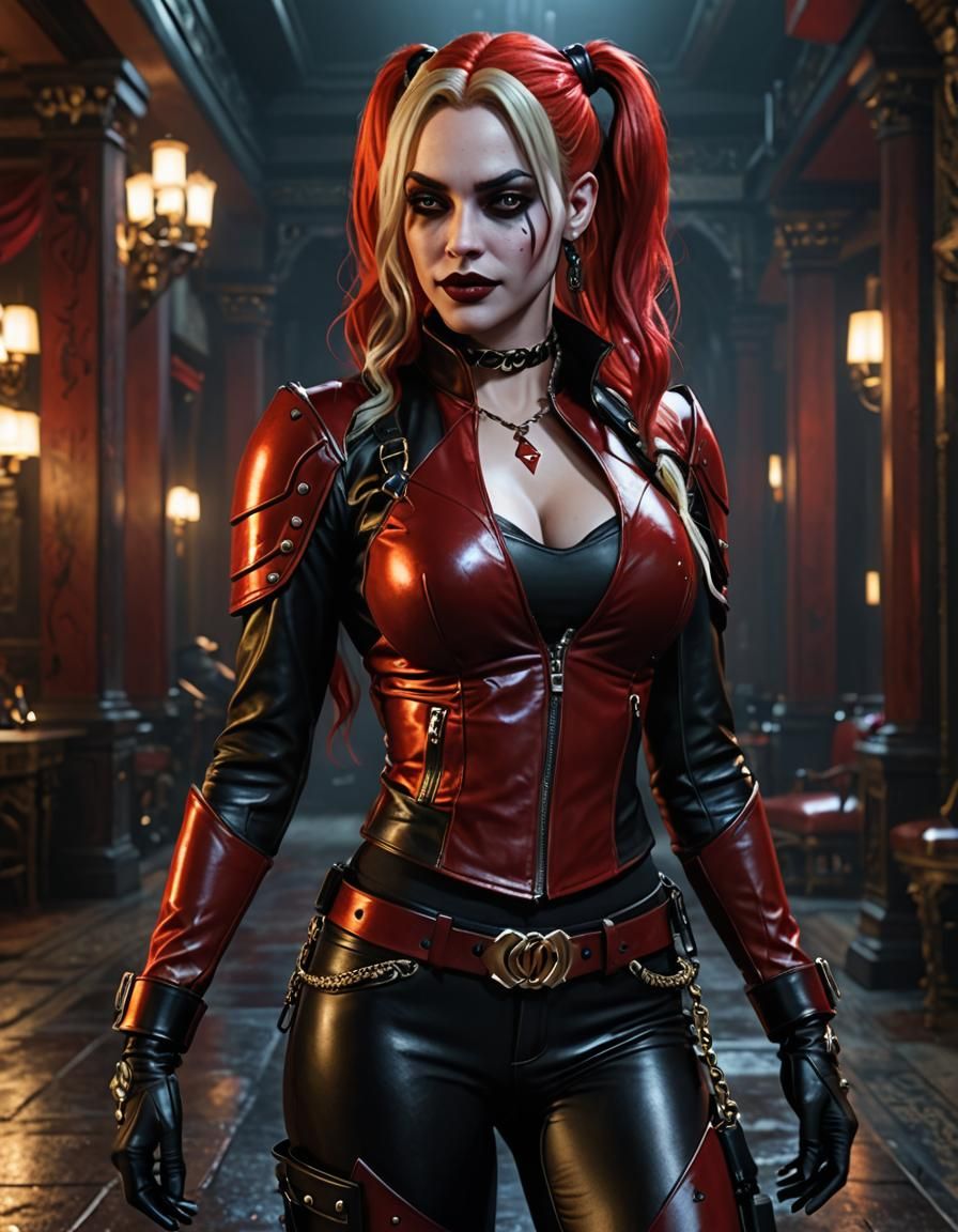 Harley Quinn as Leather-Clad Odalisque