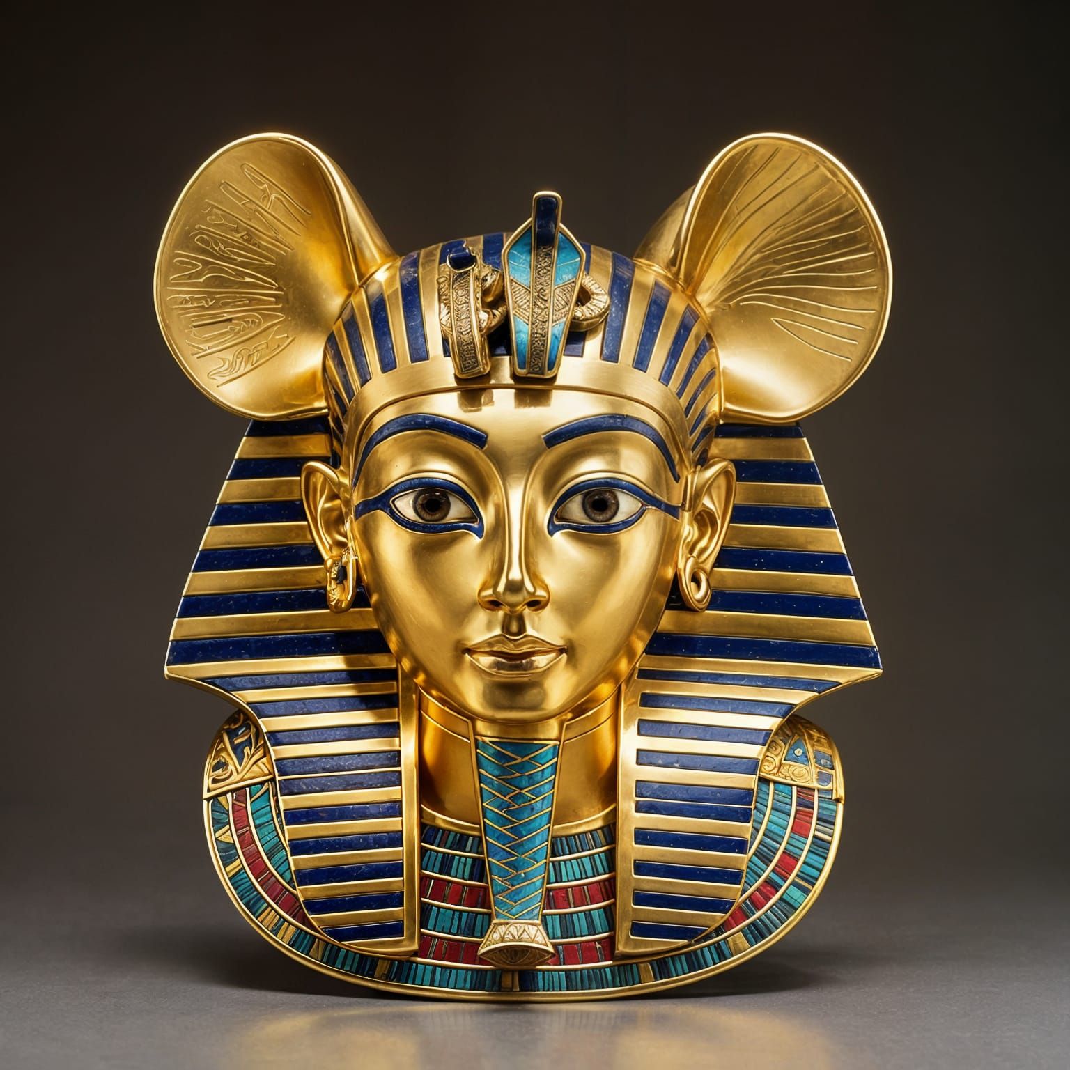 Golden Mouse Mask Inspired by Tutankhamun and Forest Adventu...