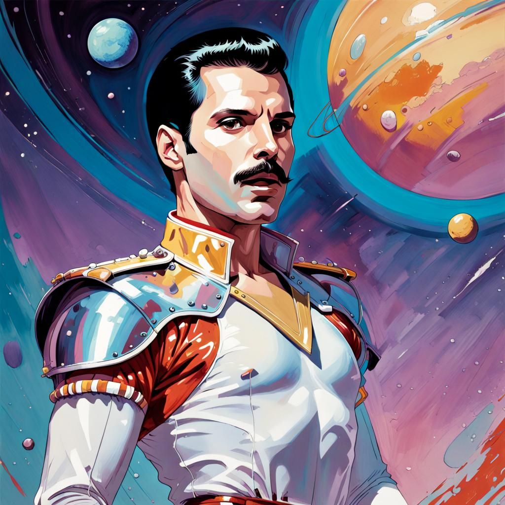 Freddie Mercury Manga Illustration on Mercury