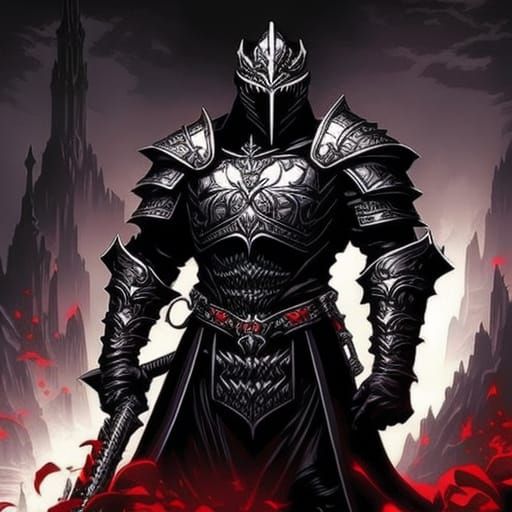 Grimdark Paladin in Rose Garden: High Gothic Fantasy