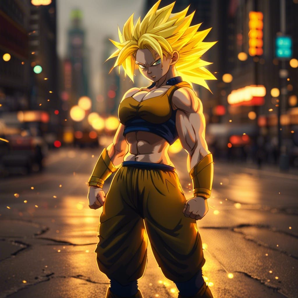 Dragon Ball Z Inspired Anime Woman Powers Up