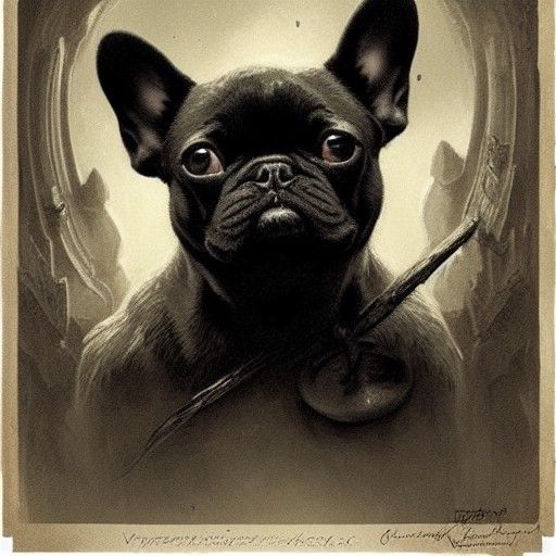 Aztec Gothic French Bulldog with an Evil Smile