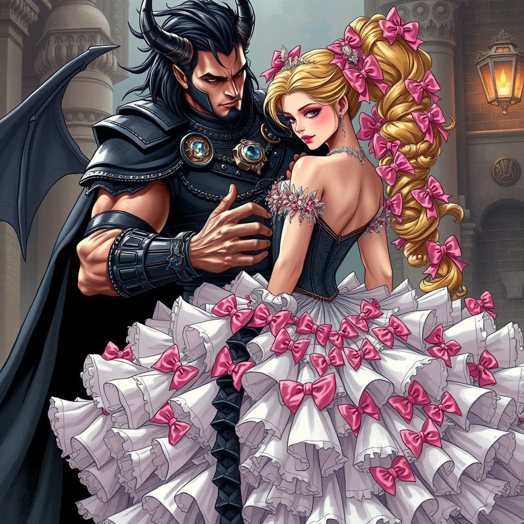 Demon King Buttons Sissy Bride's Wedding Dress