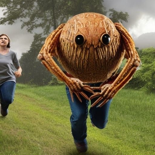 Potato People Escape Giant Spider Attack