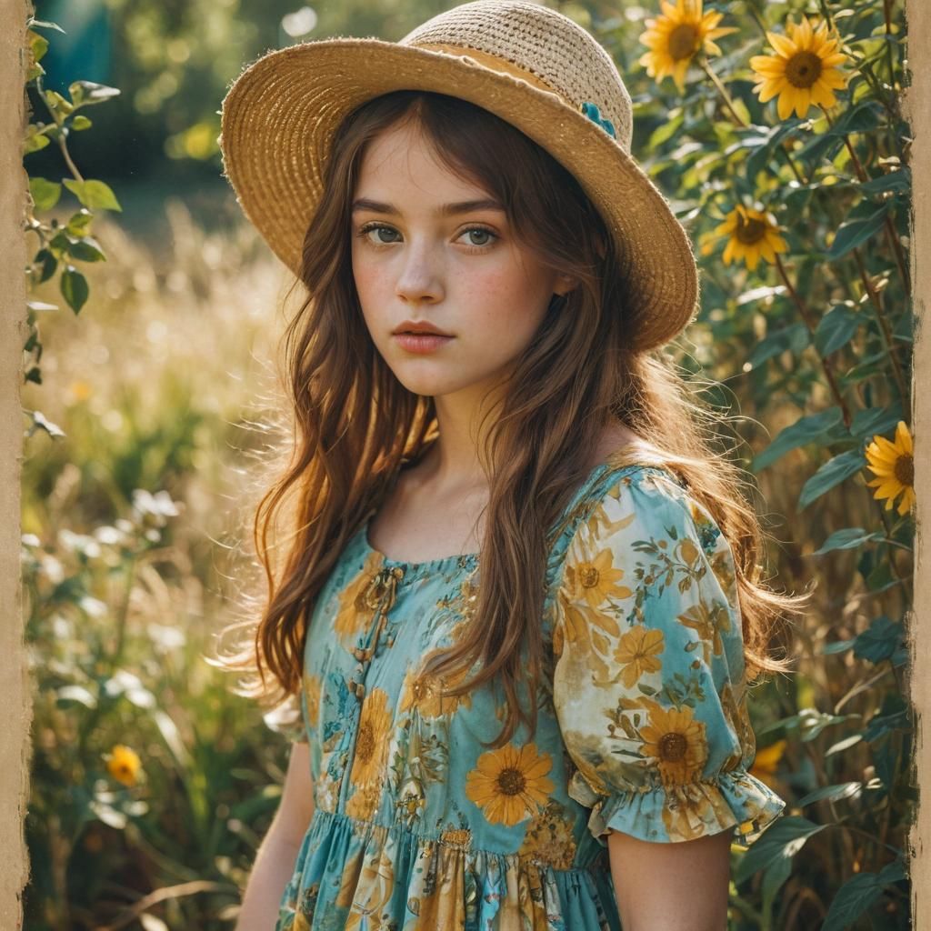 Bohemian Girl Portrait in Pre-Raphaelite Style