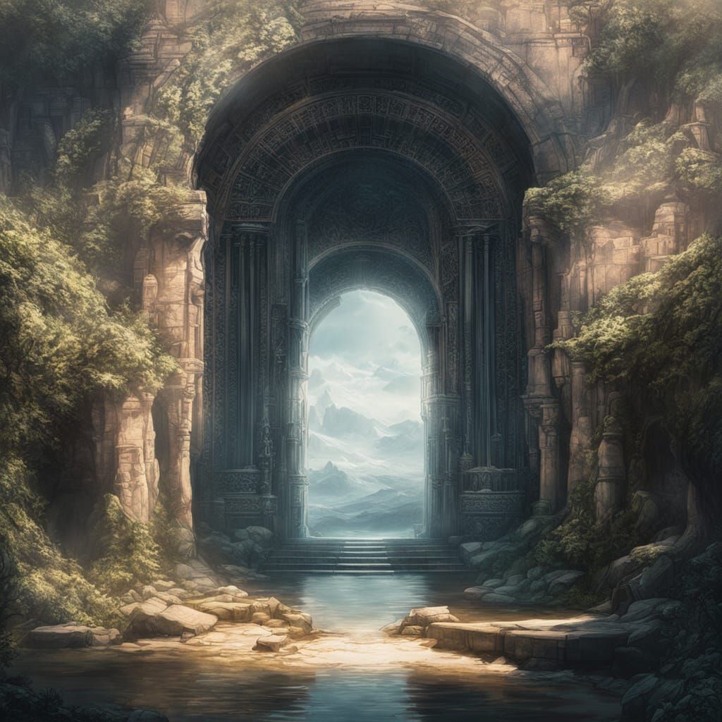 Ethereal Teleport Portal in Abandoned Ancient Ruins
