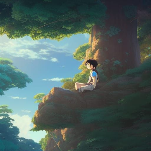 Anime Key Visual in Ghibli Style