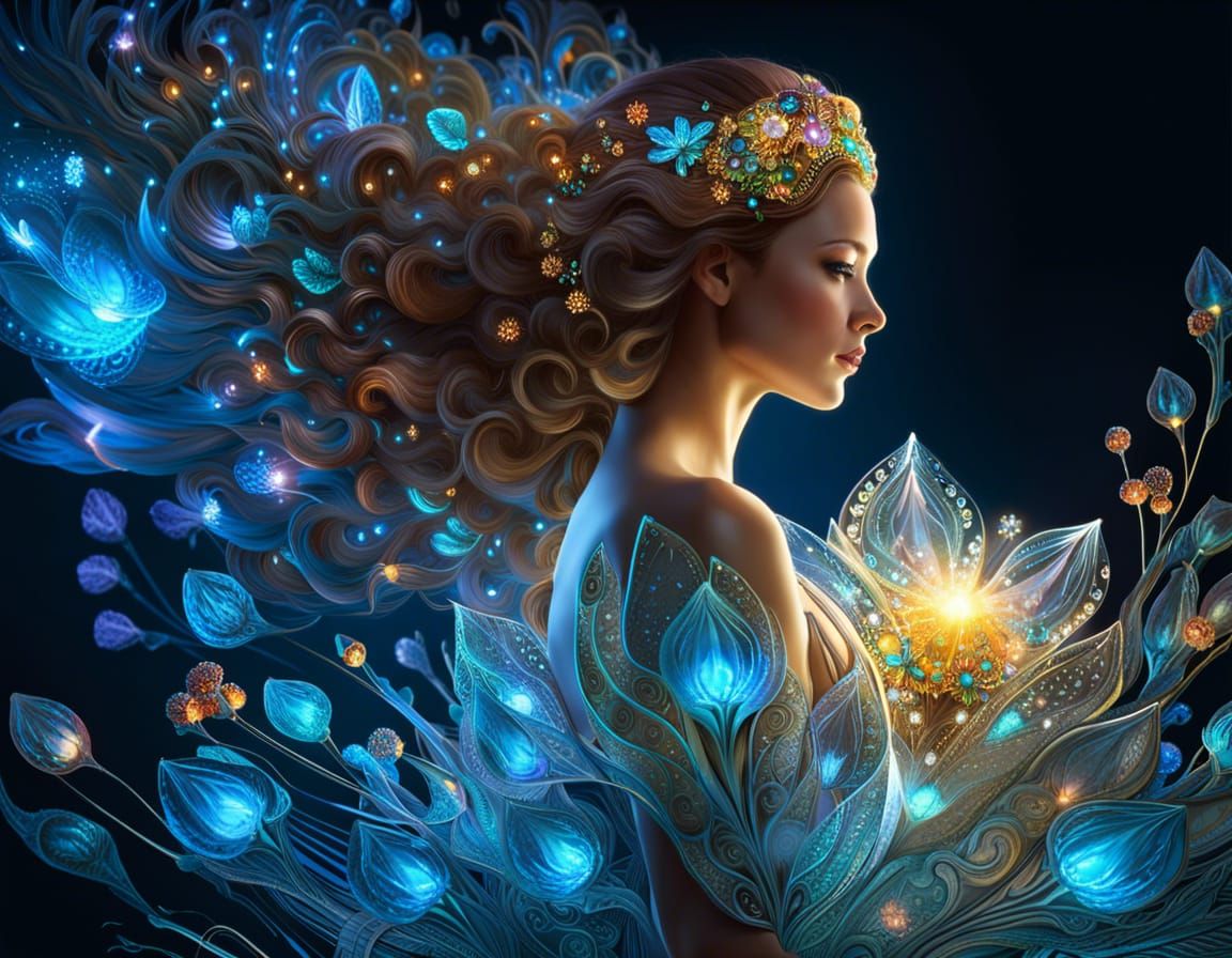 Glass Fairy Goddess in Fractal Fantasy World