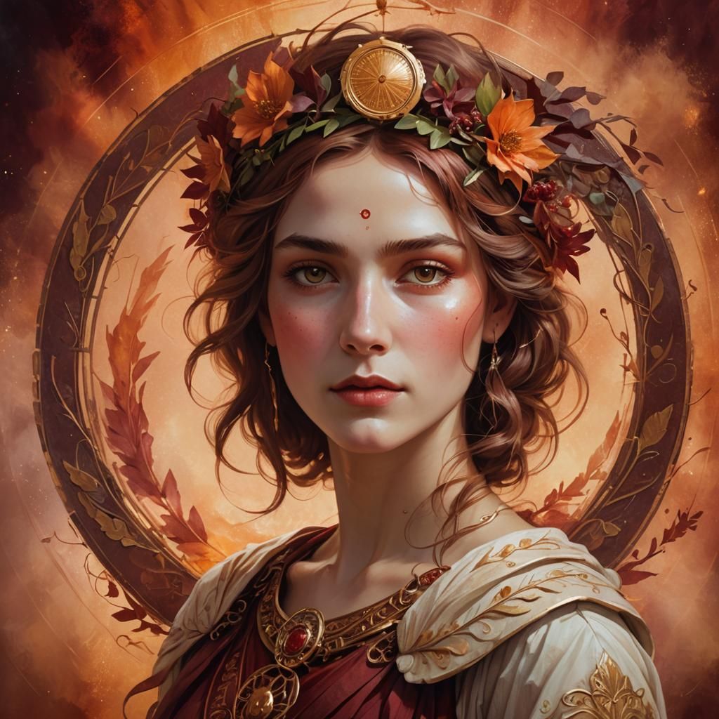 Ethereal Virgo Maiden Portrait in Golden Light