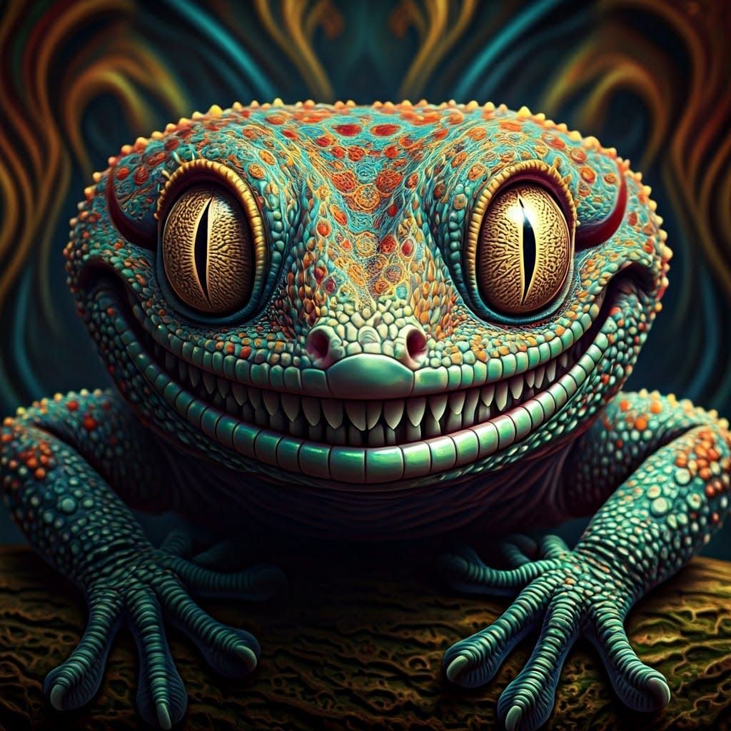Cyberpunk Biomechanical Cheshire Gecko