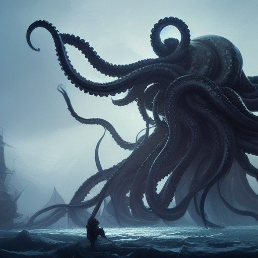 Epic Kraken in Dark Fantasy Style