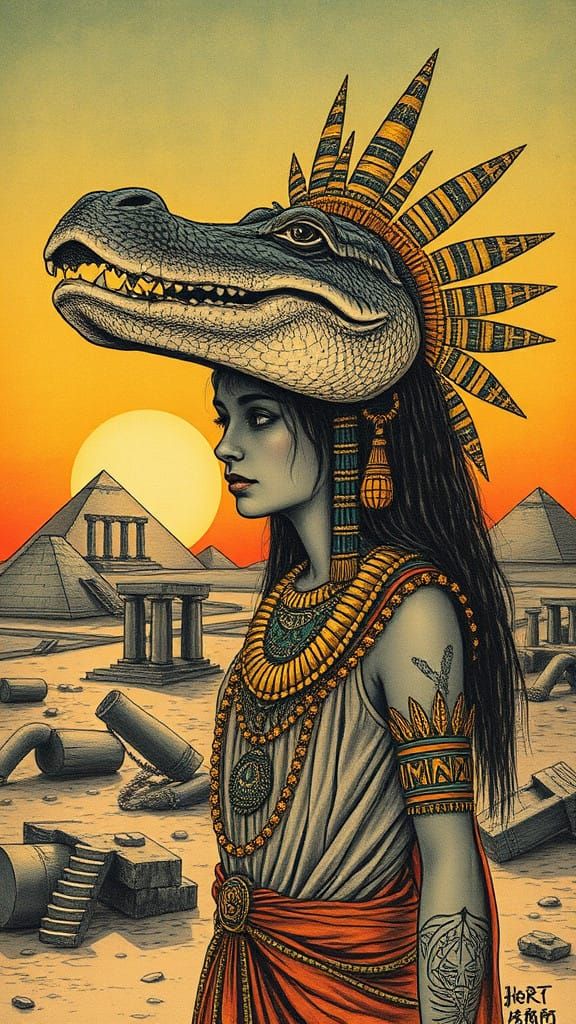 Mystical High Priestess for Taweret in Cosmic Egyptian Lands...
